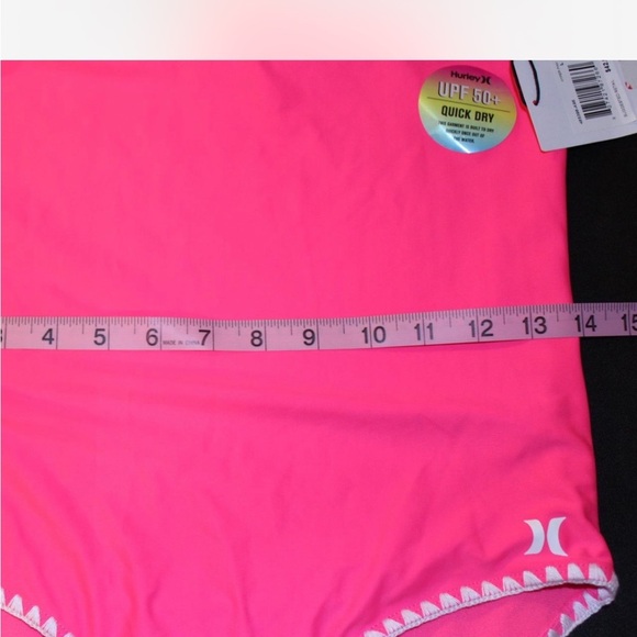 Hurley Neon Pink Swimsuit with Yellow Trim Girls Size Large 12/14 - Picture 5 of 8